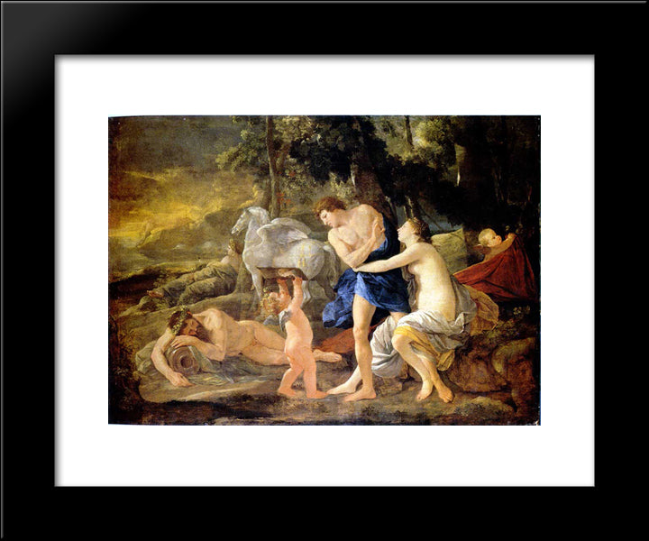 Cephalus And Aurora 20x24 Black Modern Wood Framed Art Print Poster by Poussin, Nicolas