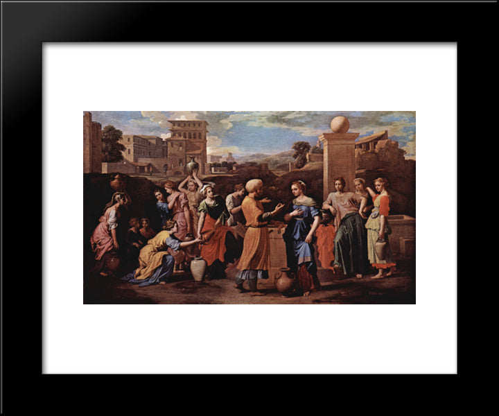 Eliezer And Rebecca At The Well 20x24 Black Modern Wood Framed Art Print Poster by Poussin, Nicolas