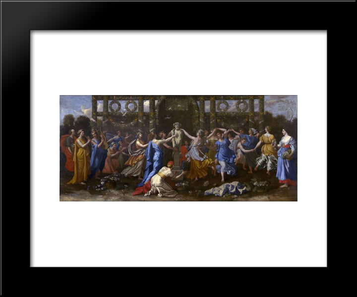 Hymenaios Disguised As A Woman During An Offering To Priapus 20x24 Black Modern Wood Framed Art Print Poster by Poussin, Nicolas