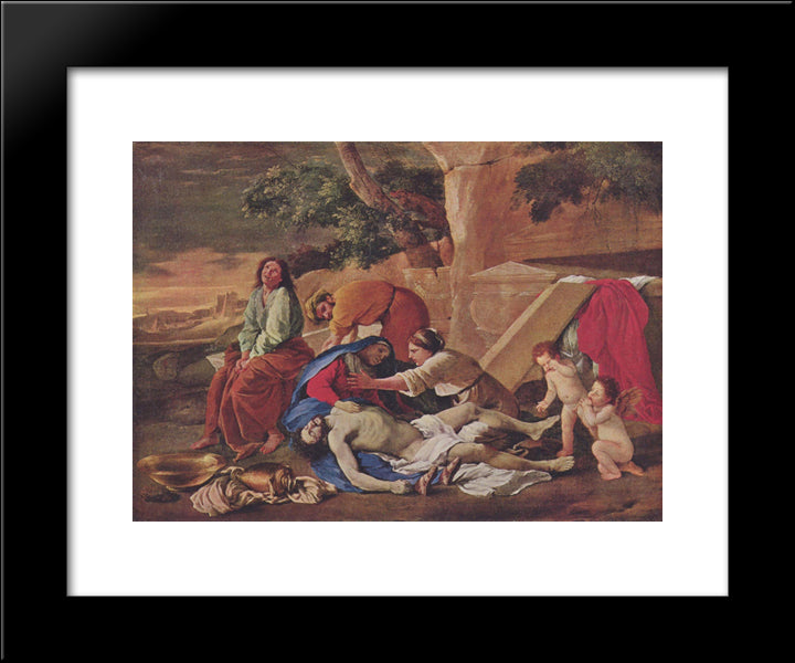 Lamentation Over The Body Of Christ 20x24 Black Modern Wood Framed Art Print Poster by Poussin, Nicolas
