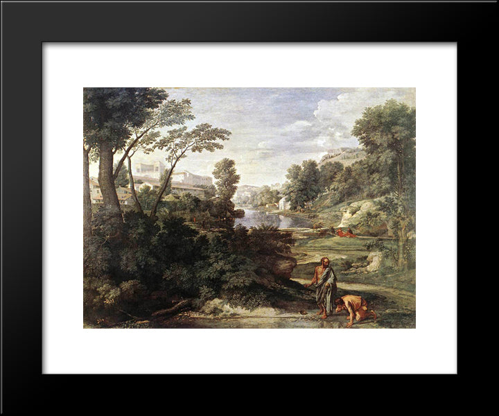 Landscape With Diogenes 20x24 Black Modern Wood Framed Art Print Poster by Poussin, Nicolas