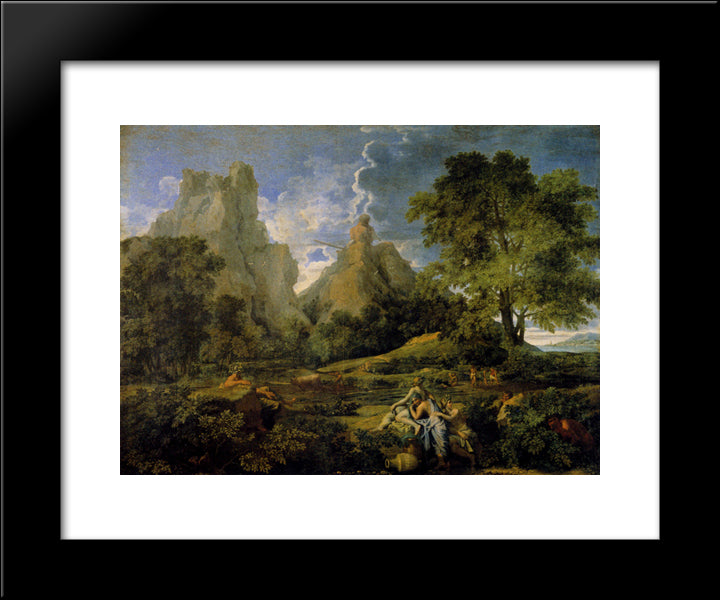 Landscape With Polyphemus 20x24 Black Modern Wood Framed Art Print Poster by Poussin, Nicolas