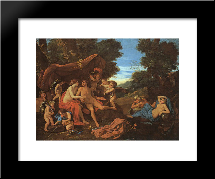 Mars And Venus 20x24 Black Modern Wood Framed Art Print Poster by Poussin, Nicolas