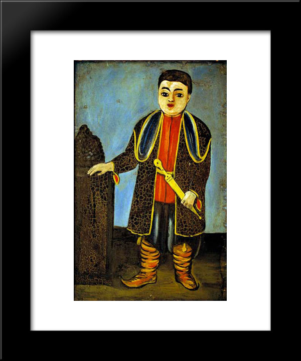 A Boy With National Georgian Suit 20x24 Black Modern Wood Framed Art Print Poster by Pirosmani, Niko