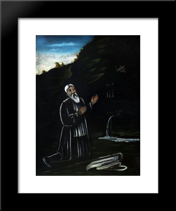 Anchorite Giorgi 20x24 Black Modern Wood Framed Art Print Poster by Pirosmani, Niko