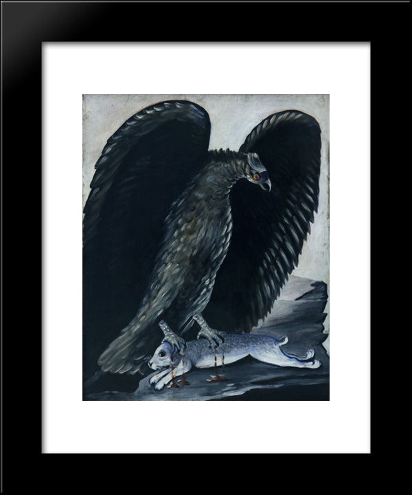 Eagle Caught A Rabbit 20x24 Black Modern Wood Framed Art Print Poster by Pirosmani, Niko