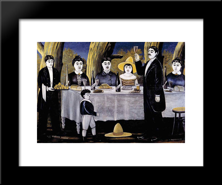 Family Feast 20x24 Black Modern Wood Framed Art Print Poster by Pirosmani, Niko