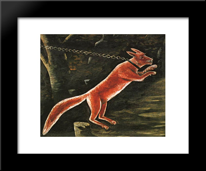 Fox On Chain 20x24 Black Modern Wood Framed Art Print Poster by Pirosmani, Niko