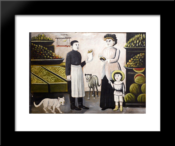 Fruit Stall 20x24 Black Modern Wood Framed Art Print Poster by Pirosmani, Niko