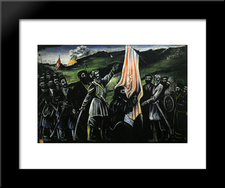Giorgi Saakadze Defending Georgia From Enemies 20x24 Black Modern Wood Framed Art Print Poster by Pirosmani, Niko