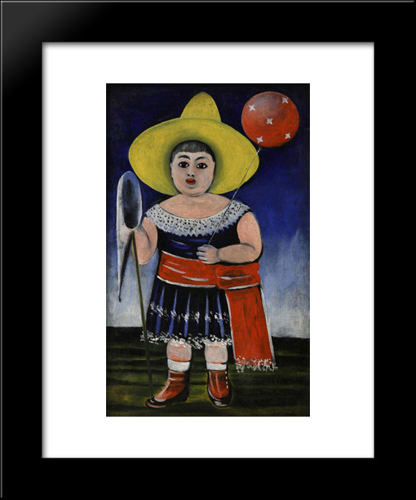 Girl With A Baloon 20x24 Black Modern Wood Framed Art Print Poster by Pirosmani, Niko