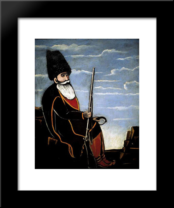 Hunter With A Gun And Trap 20x24 Black Modern Wood Framed Art Print Poster by Pirosmani, Niko