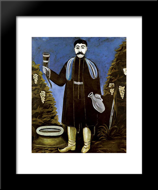 Noble With A Horn For Drinking Wine 20x24 Black Modern Wood Framed Art Print Poster by Pirosmani, Niko