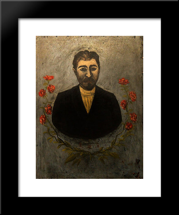 Portrait Of A Railway Worker (Misha Meheteli) 20x24 Black Modern Wood Framed Art Print Poster by Pirosmani, Niko