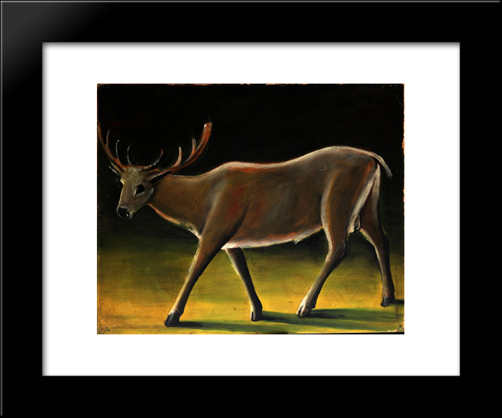 Running Deer 20x24 Black Modern Wood Framed Art Print Poster by Pirosmani, Niko