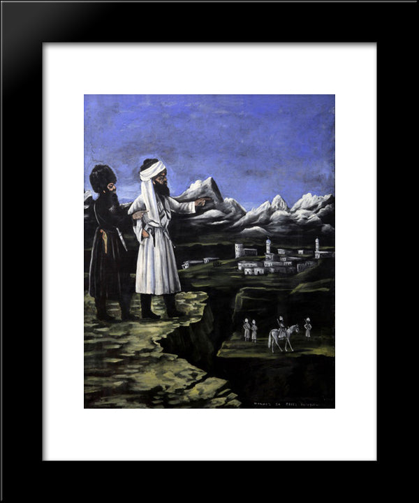 Shamili With A Bodyguard 20x24 Black Modern Wood Framed Art Print Poster by Pirosmani, Niko
