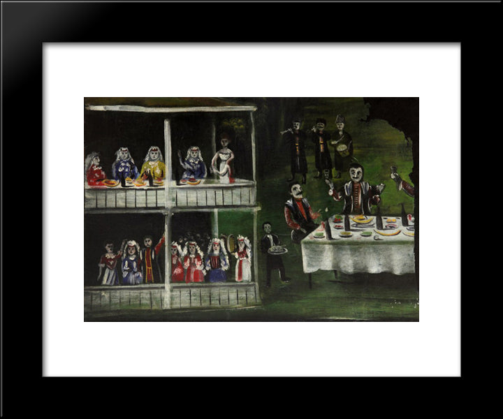 Spree Near The Two-Story House (Extant Part Of A Picture) 20x24 Black Modern Wood Framed Art Print Poster by Pirosmani, Niko