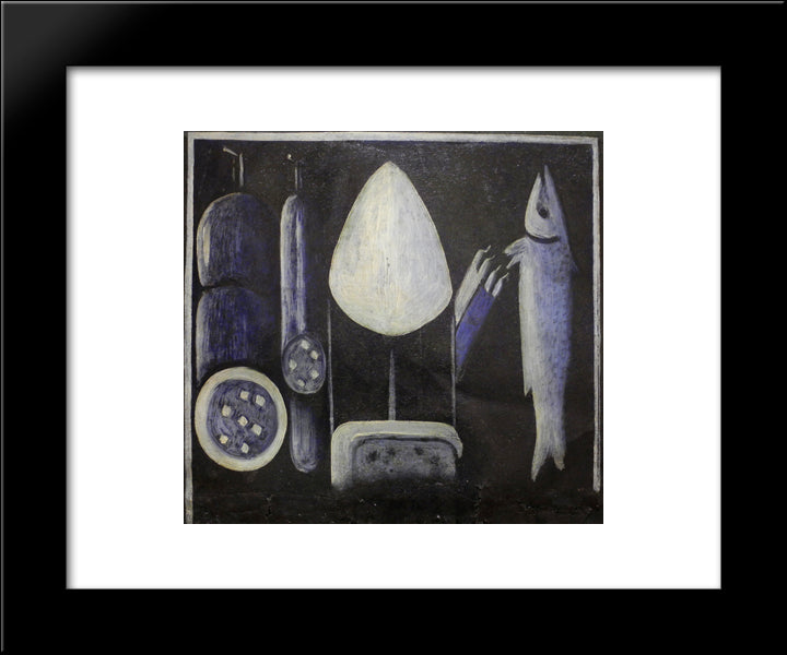 Still Life With Sugar Candy (Part Of Signboard In Didube) 20x24 Black Modern Wood Framed Art Print Poster by Pirosmani, Niko