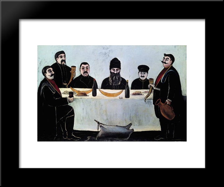 The Feast 20x24 Black Modern Wood Framed Art Print Poster by Pirosmani, Niko