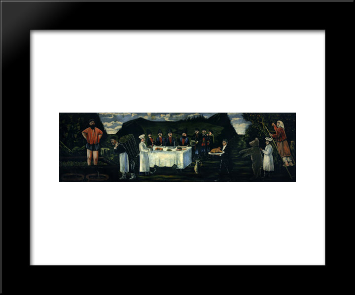 The Feast In Vintage 20x24 Black Modern Wood Framed Art Print Poster by Pirosmani, Niko