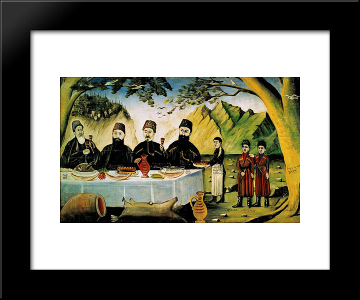 The Feast Of Gvimradze Family 20x24 Black Modern Wood Framed Art Print Poster by Pirosmani, Niko