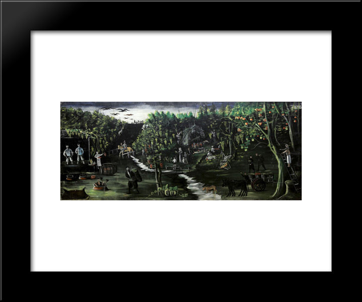 Vintage 20x24 Black Modern Wood Framed Art Print Poster by Pirosmani, Niko