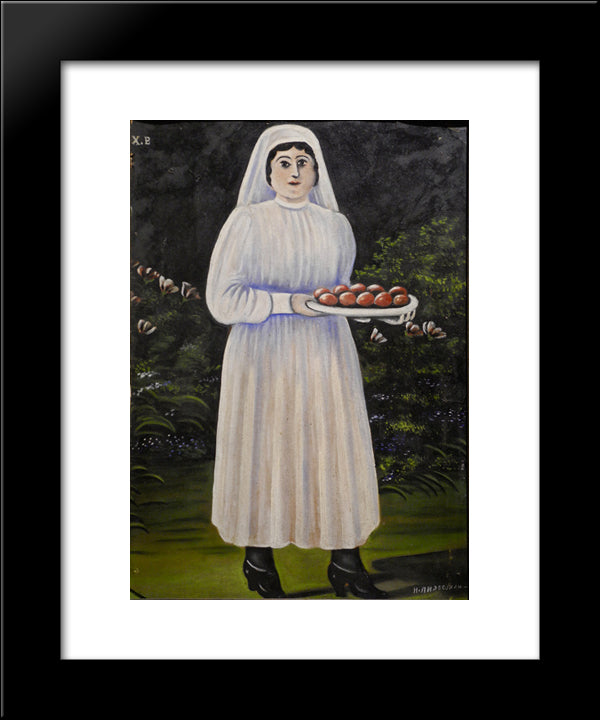 Woman With Easter Eggs 20x24 Black Modern Wood Framed Art Print Poster by Pirosmani, Niko