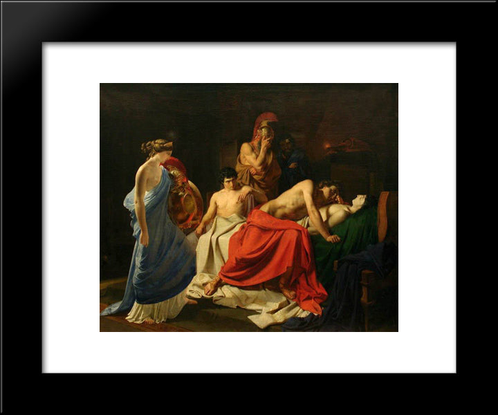 Achilles And The Body Of Patroclus 20x24 Black Modern Wood Framed Art Print Poster by Ge, Nikolai