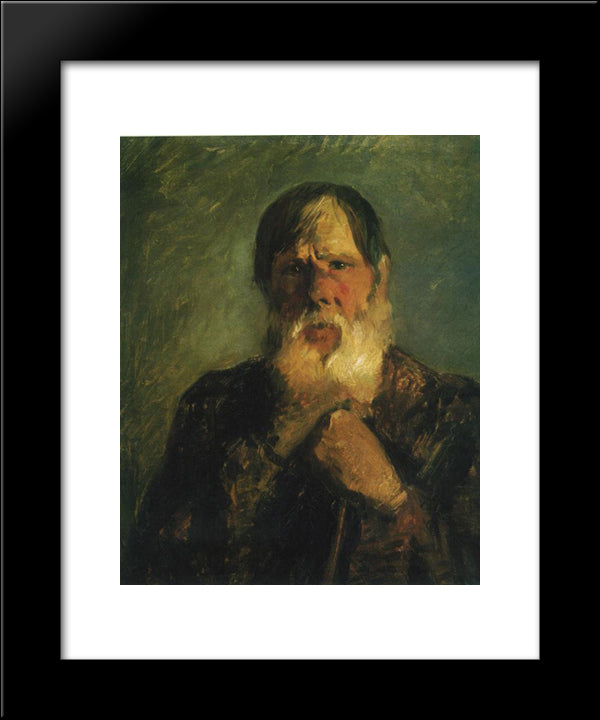 An Old Peasant 20x24 Black Modern Wood Framed Art Print Poster by Ge, Nikolai