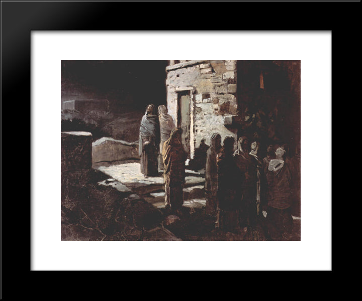 Christ And His Disciples Entered The Garden Of Gethsemane 20x24 Black Modern Wood Framed Art Print Poster by Ge, Nikolai