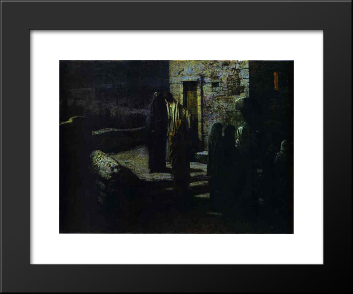 Christ And The Disciples Going Out Into The Garden Of Gethsemane After The Last Supper 20x24 Black Modern Wood Framed Art Print Poster by Ge, Nikolai