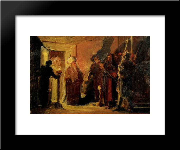 Christ In Front Of Annas 20x24 Black Modern Wood Framed Art Print Poster by Ge, Nikolai