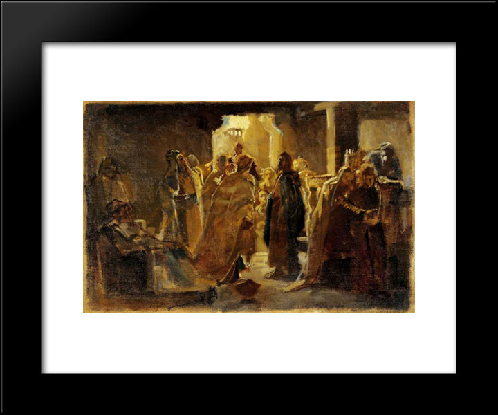 Christ In The Synagogue 20x24 Black Modern Wood Framed Art Print Poster by Ge, Nikolai