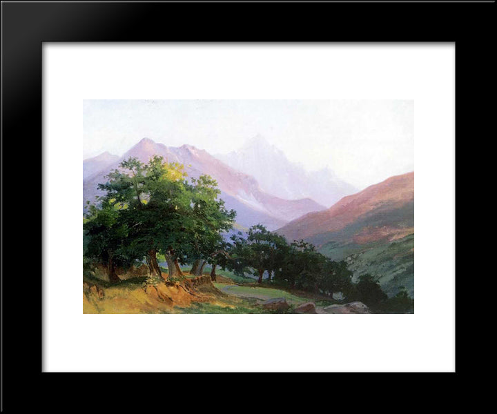 Oaks In The Mountains Of Carrara 20x24 Black Modern Wood Framed Art Print Poster by Ge, Nikolai