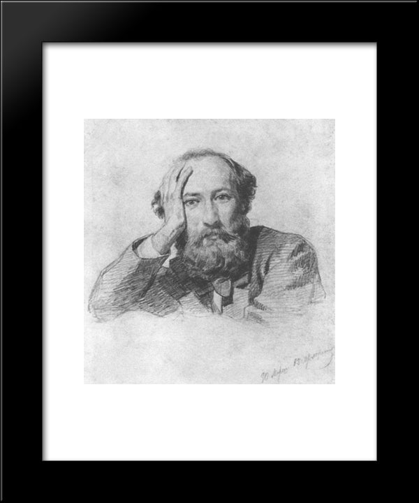 Portrait Of Russian Baritone Opera Singer Gennady Kondratiev 20x24 Black Modern Wood Framed Art Print Poster by Ge, Nikolai