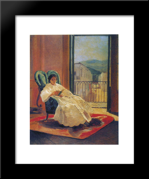 Portrait Of The Artist'S Wife Anna Ge 20x24 Black Modern Wood Framed Art Print Poster by Ge, Nikolai