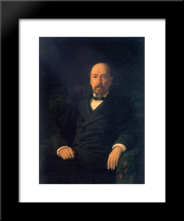 Portrait Of The Poet Nikolay Nekrasov 20x24 Black Modern Wood Framed Art Print Poster by Ge, Nikolai