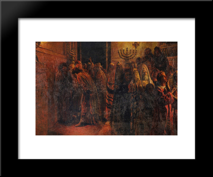 The Judgment Of The Sanhedrin 20x24 Black Modern Wood Framed Art Print Poster by Ge, Nikolai