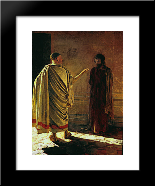 What Is Truth. Christ And Pilate 20x24 Black Modern Wood Framed Art Print Poster by Ge, Nikolai
