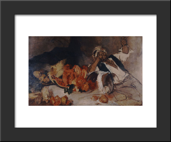 Oriental Man With Fruit 20x24 Black Modern Wood Framed Art Print Poster by Gyzis, Nikolaos