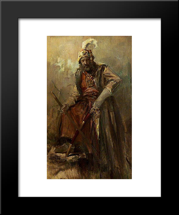 Oriental Warrior 20x24 Black Modern Wood Framed Art Print Poster by Gyzis, Nikolaos