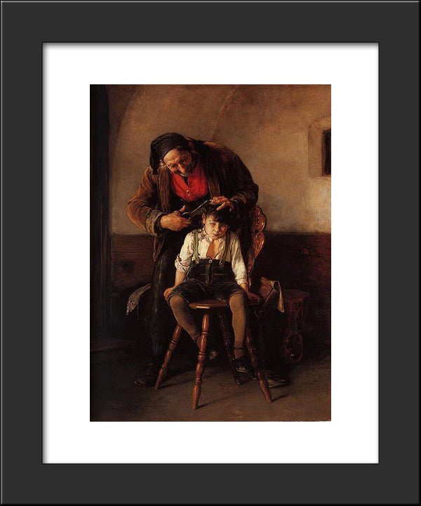 The Barber 20x24 Black Modern Wood Framed Art Print Poster by Gyzis, Nikolaos