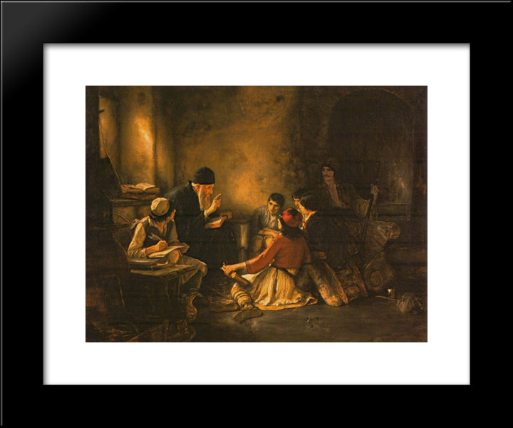 The Secret School 20x24 Black Modern Wood Framed Art Print Poster by Gyzis, Nikolaos