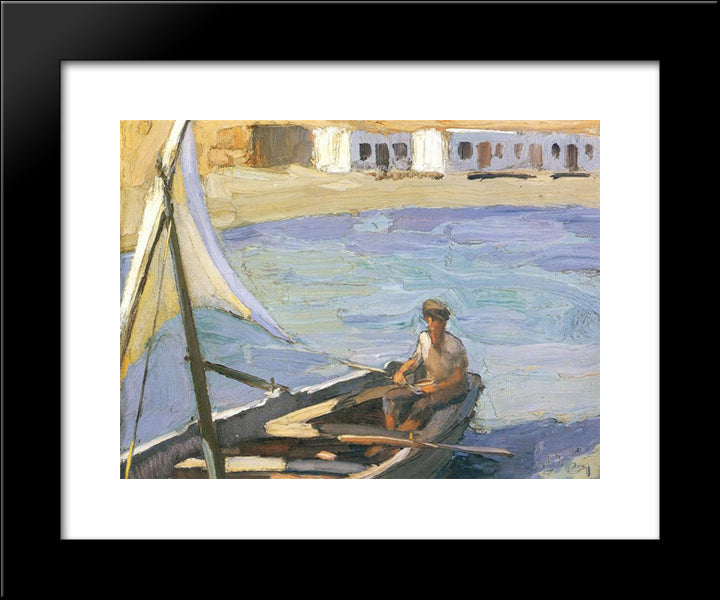 Boat With Sail (Panormos, Tinos) 20x24 Black Modern Wood Framed Art Print Poster by Lytras, Nikolaos