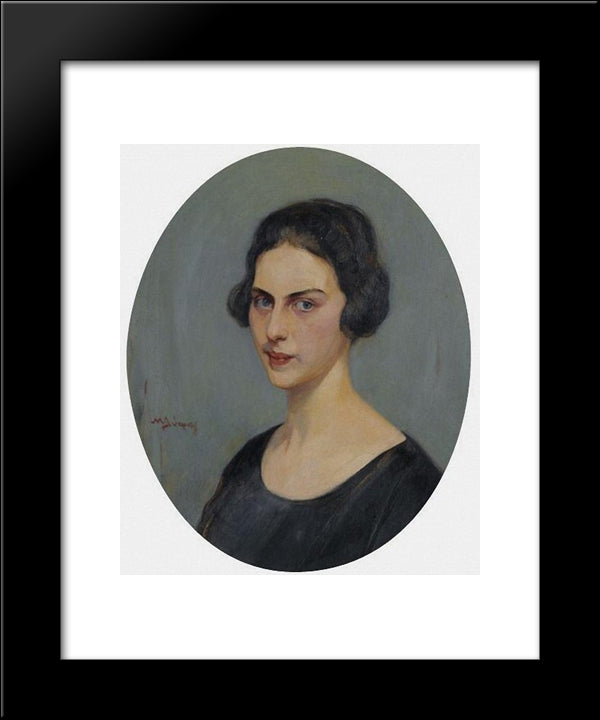 Portrait Of A Woman 20x24 Black Modern Wood Framed Art Print Poster by Lytras, Nikolaos