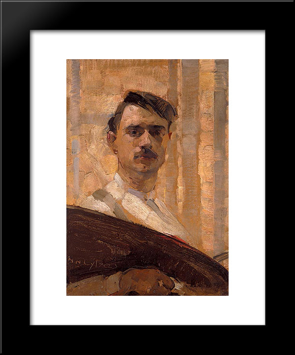 Self Portrait 20x24 Black Modern Wood Framed Art Print Poster by Lytras, Nikolaos