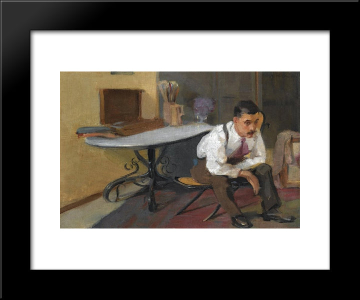 The Artist In His Studio 20x24 Black Modern Wood Framed Art Print Poster by Lytras, Nikolaos