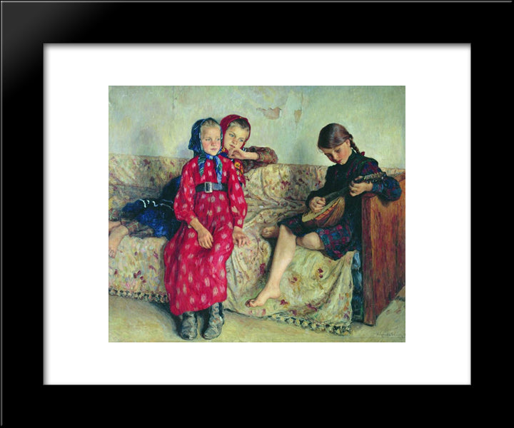 Country Friends 20x24 Black Modern Wood Framed Art Print Poster by Bogdanov Belsky, Nikolay