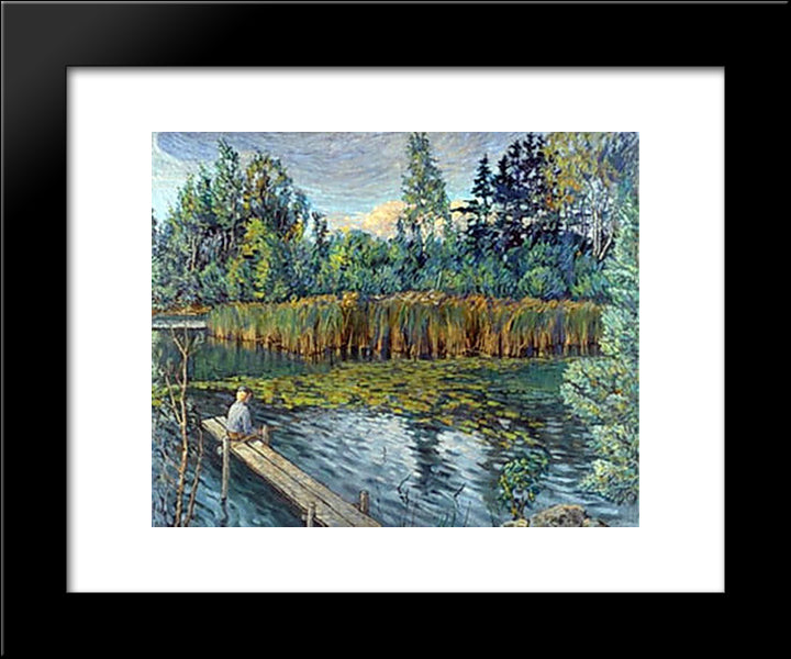 Fisherman 20x24 Black Modern Wood Framed Art Print Poster by Bogdanov Belsky, Nikolay
