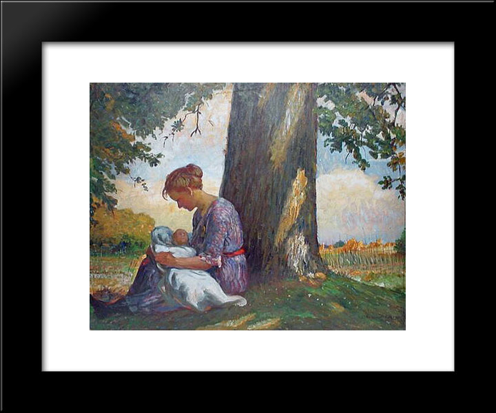 In The Shade 20x24 Black Modern Wood Framed Art Print Poster by Bogdanov Belsky, Nikolay